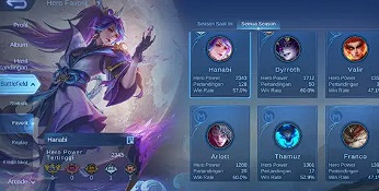 Akun ML , 80 Hero, 100 Skin